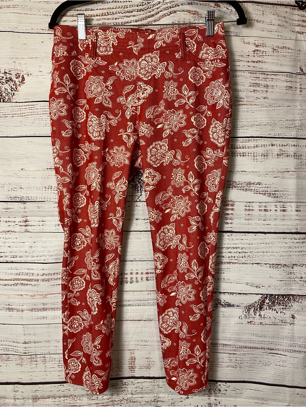 Faded Glory Rust Floral Print Leggings Sz-S